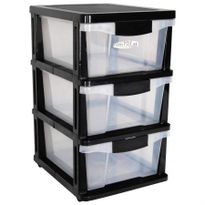 Plastic Storage Drawers Shelf - 3 Levels with Slide-Out Drawers & Wheels