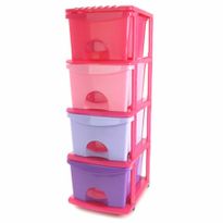 Plastic Storage Drawers Shelf - 4 Levels with Slide-Out Drawers & Wheels for Girls