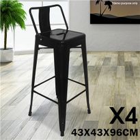 Set of 4 High-Tolix Replica Bar Chairs-Black