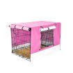 Wire Dog Cage Crate 24 inches with Tray + Cushion Mat + PINK Cover Combo