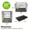 Wire Dog Cage Crate 30 inches with Tray + Cushion Mat + BLUE Cover Combo