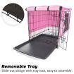 Wire Dog Cage Crate 42 inches with Tray + Cushion Mat + PINK Cover Combo