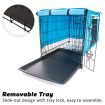 Wire Dog Cage Crate 48 inches with Tray + Cushion Mat + BLUE Cover Combo