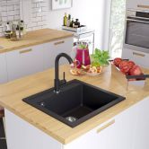 Granite Kitchen Sink Single Basin Black