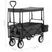 Folding Hand Trolley with Canopy Steel Grey