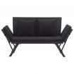 Garden Bench with Cushions 176 cm Black Poly Rattan