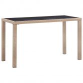 Garden Table Grey 123x60x74 cm Poly Rattan