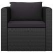 Single Sofa with Cushions Poly Rattan Black