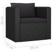Single Sofa with Cushions Poly Rattan Black