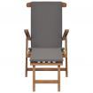 Deck Chair with Cushion Dark Grey Solid Teak Wood
