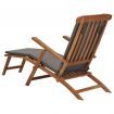 Deck Chair with Cushion Dark Grey Solid Teak Wood