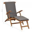 Deck Chair with Cushion Dark Grey Solid Teak Wood