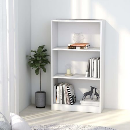 3-Tier Book Cabinet White 60x24x108 cm Chipboard