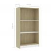 3-Tier Book Cabinet White and Sonoma Oak 60x24x108 cm Chipboard