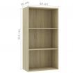 3-Tier Book Cabinet Sonoma Oak 60x30x114 cm Chipboard
