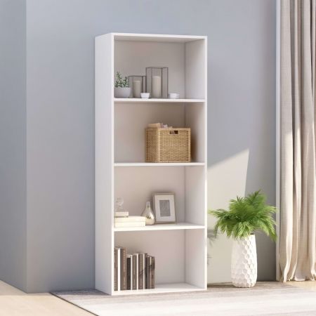 4 Tier Book Cabinet White 60x30x151 5 Cm Chipboard Crazy Sales