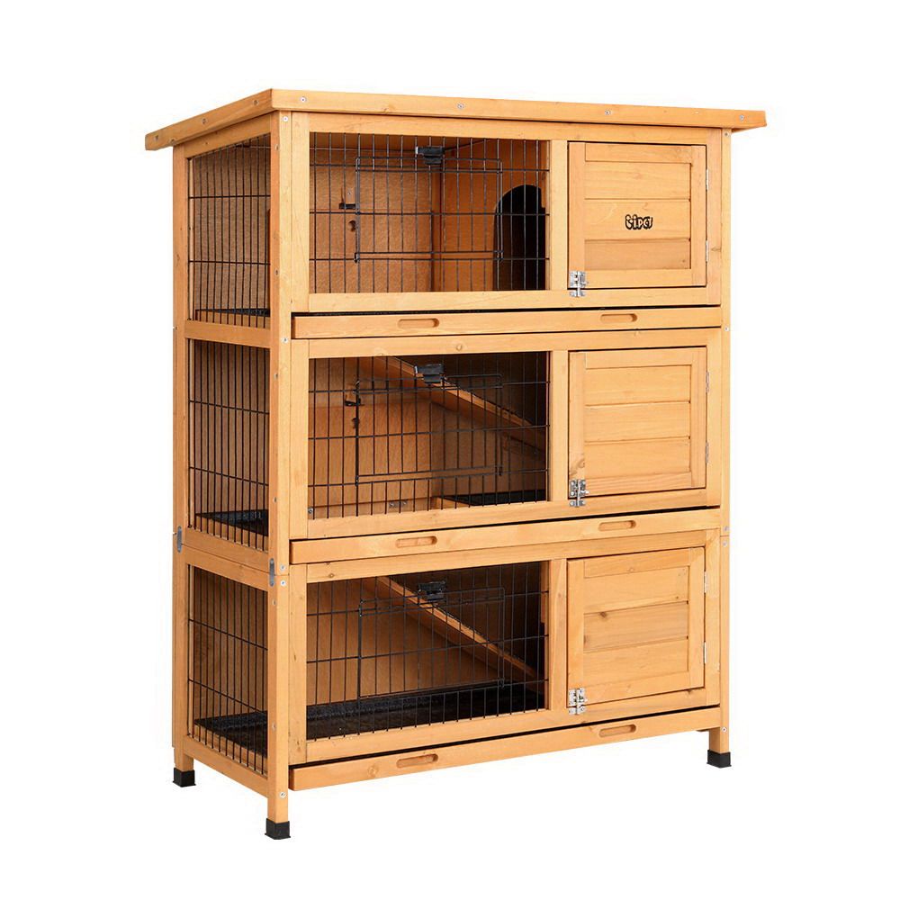 i.Pet Rabbit Hutch 91.5cm x 46cm x 116.5cm Chicken Coop Large House Cage Run Wooden Bunny Outdoor