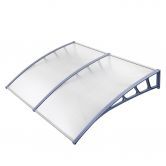 Instahut Window Door Awning Canopy 1.5mx2m Transparent Sheet Grey Plastic Frame