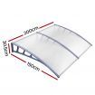 Instahut Window Door Awning Canopy 1.5mx2m Transparent Sheet Grey Plastic Frame