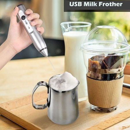 Milk Frother 3-Speed 8000/10000 /12000 RPM Handheld USB Rechargeable Foam Maker Electric Frother with 2 Stainless Whisks Adjustable Durable Blender