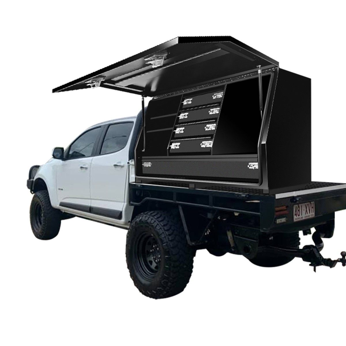 Truck Ute Steel Tool Boxes Storage Checker Plate Toolbox 140cm x 50cm x 75cm Black Crazy Sales