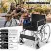 24-inch Steel Folding Wheelchair for Elderly Disabled Mobility Aid Locking Hand Rear Brakes