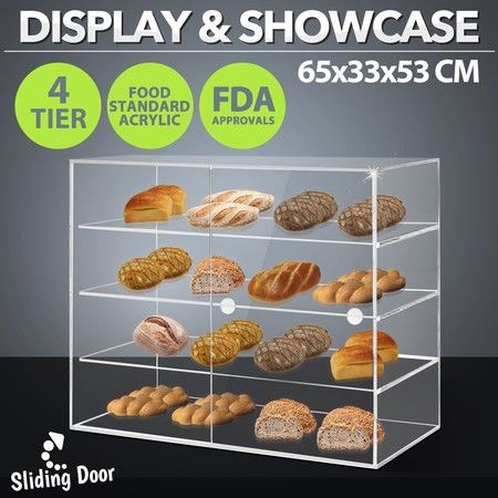 2/3/4 Shelves Acrylic Cake Display Cabinet Bakery Muffin Cupcake Donut Pastries