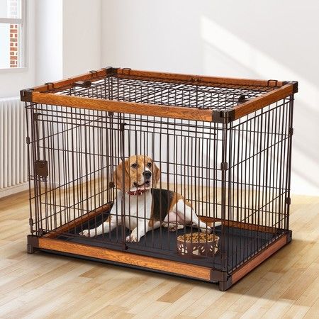 Homgrace Pet Cat Dog Puppy Cage with Divider and Plastic Tray Folding 2 Door Kennel Cat Dog Crate,Animal Playpen Wire Metal Training Cage 