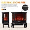 MAXKON Electric Fireplace Freestanding Stove Heater LED Flame Effect Log Fire 1800W