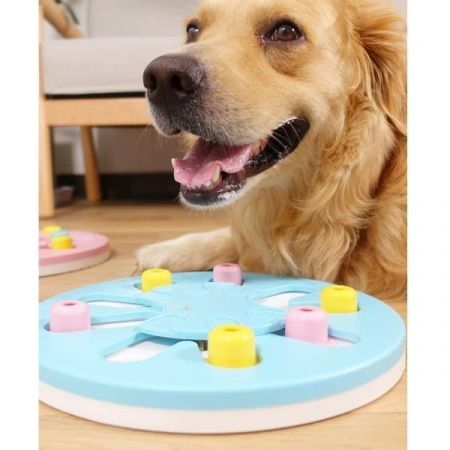 Dog Puzzle Toys Puppy Treat Dispenser Increase IQ Interactive Feeder Col Lt.Blue