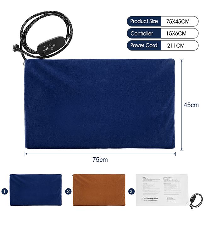 New Petscene 75x45cm Extra Large Heated Dog Cat Pad Electric Pet