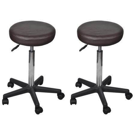 Office Stools 2 pcs Brown 35.5x98 cm Faux Leather