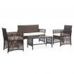 4 Piece Garden Lounge Set with Cushion Poly Rattan Brown