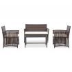 4 Piece Garden Lounge Set with Cushion Poly Rattan Brown