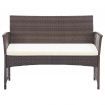 4 Piece Garden Lounge Set with Cushion Poly Rattan Brown