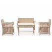 4 Piece Garden Lounge Set with Cushion Poly Rattan Beige