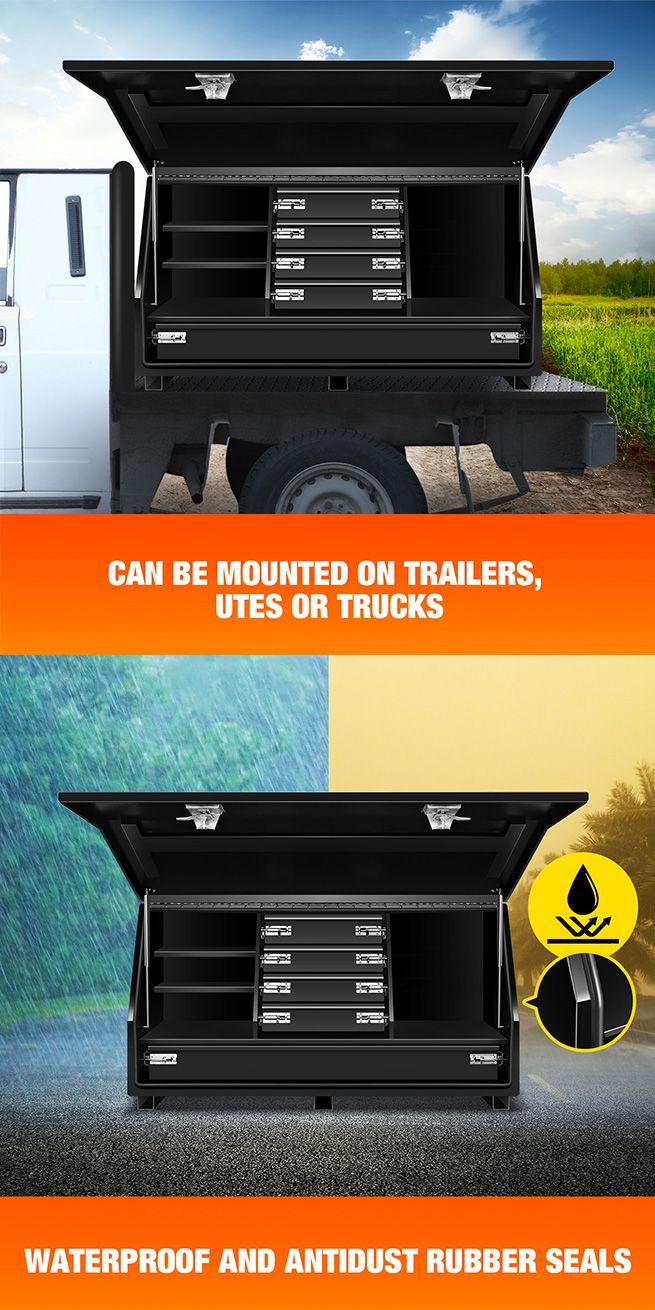 Truck Ute Steel Tool Boxes Storage Checker Plate Toolbox 140cm x 50cm x