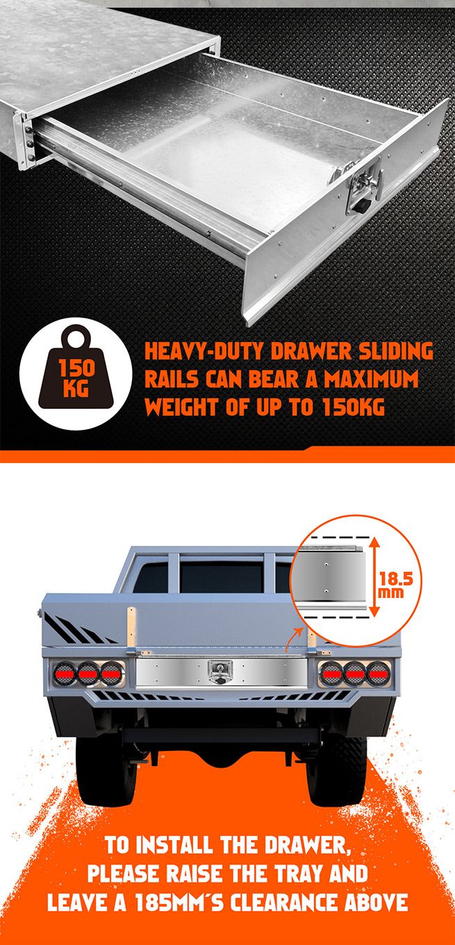 Steel Under Tray Tool Box Roller Drawer for Utes Trucks Caravans