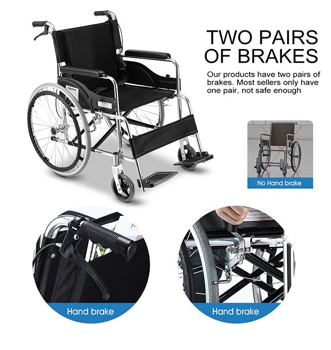 22inch Lightweight Manual Wheelchair Foldable Wheelchair Double Park