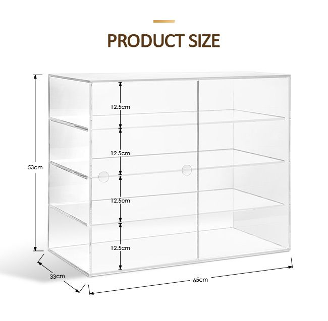 New 4-Tier Large Acrylic Bakery Cake Display Cabinet Donuts Cupcake Pastries 5mm Thick