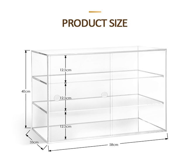 New 3-Tier Large Acrylic Bakery Cake Display Cabinet Donuts Cupcake Pastries 5mm Thick