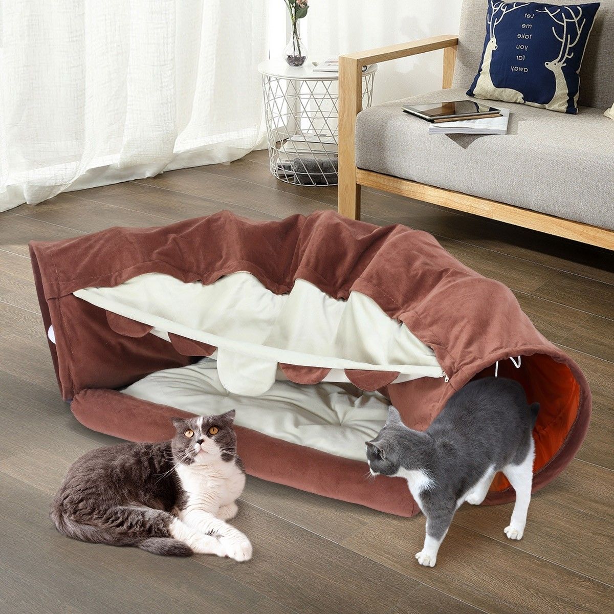 Petscene Pet Dog Cat Tunnel Bed Soft Cat Bed Mat Hanging Play Toys