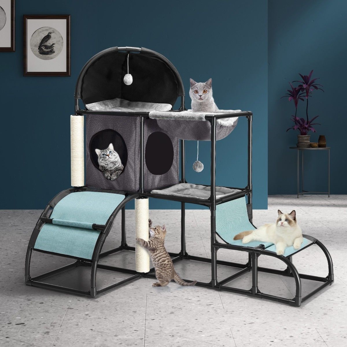 Petscene Cat Tree Furniture Cat Tower Kit Hammock Scratching Posts