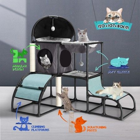 Cat Tree Tower Scratching Climbing Posts Furniture Gym Condo Pet House Hammock Toys Activity Centre Kit