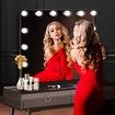 Makeup Mirror 14 LED Lights Hollywood Style Touch Control Vanity Mirror Black Maxkon