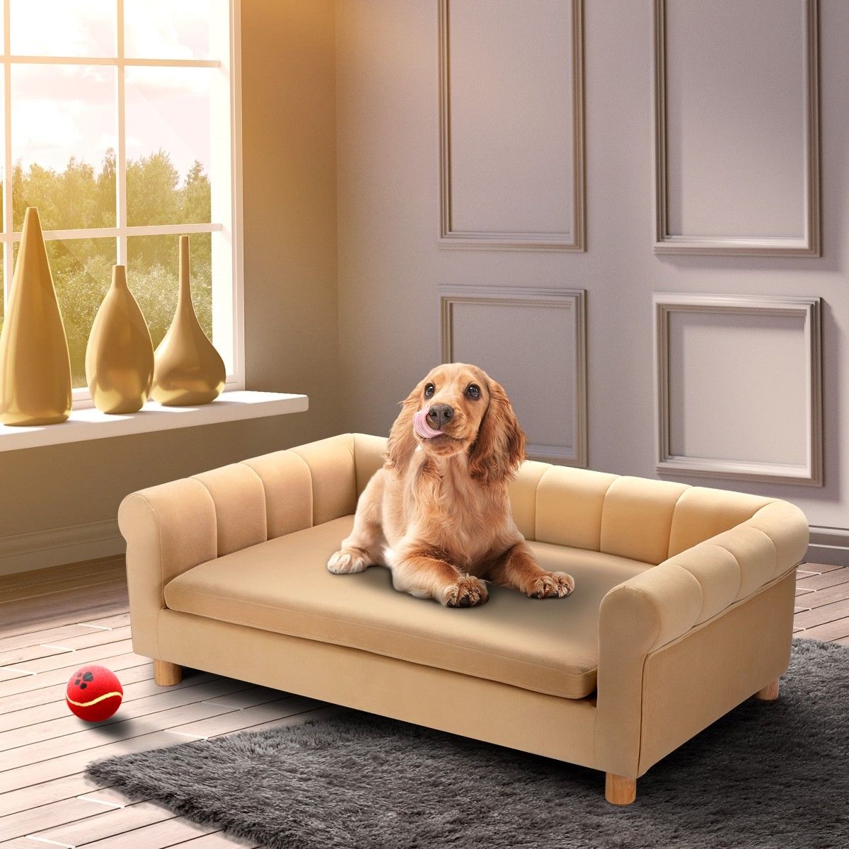Petscene XL Size Pet Sofa Bed Couch Cushioned Soft Dog Bed for Dogs