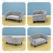 Dog Bed Pet Cat Sofa Doggy Couch Puppy Soft Cushioned Lounge Chaise Furniture Wood Frame Linen Fabric M