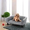 Dog Bed Pet Cat Sofa Doggy Couch Puppy Soft Cushioned Lounge Chaise Furniture Wood Frame Linen Fabric M