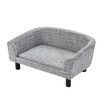 Dog Bed Pet Cat Sofa Doggy Couch Puppy Soft Cushioned Lounge Chaise Furniture Wood Frame Linen Fabric M