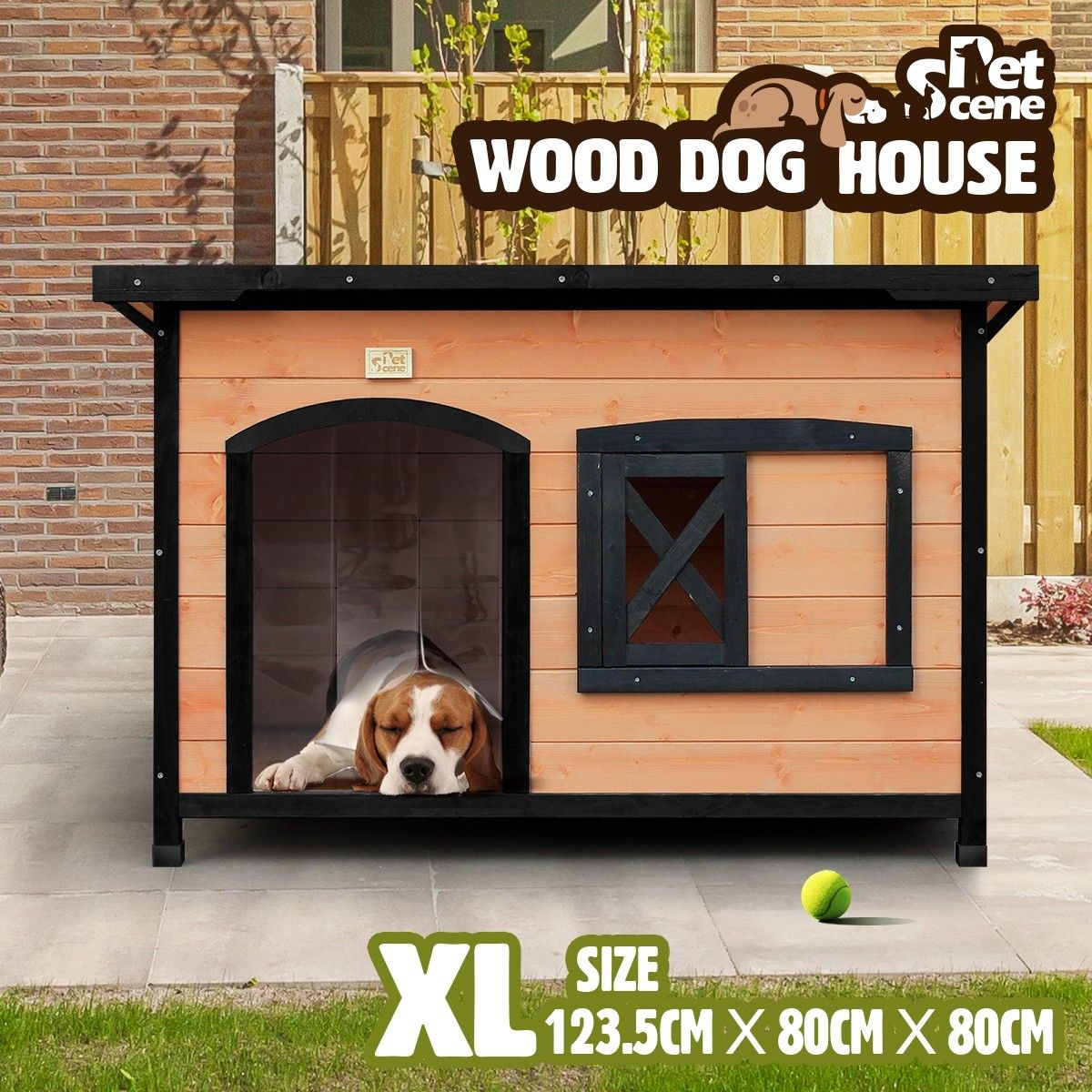 Petscene XL Square Dog House Kennel w/ Liftup Roof 3 Doors
